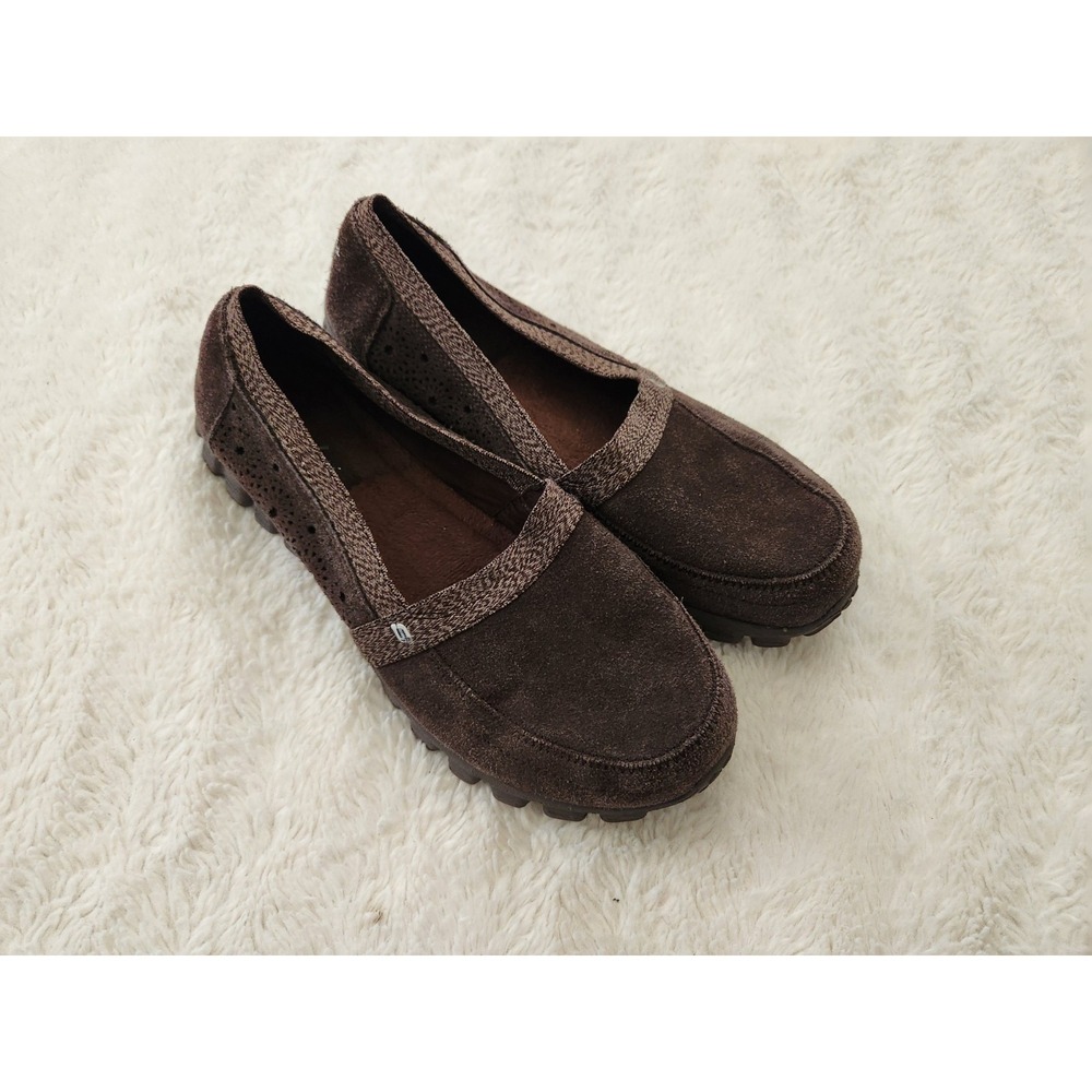 Skechers Women's Brown Suede Memory Foam Slip-On Casual Comfort Shoes